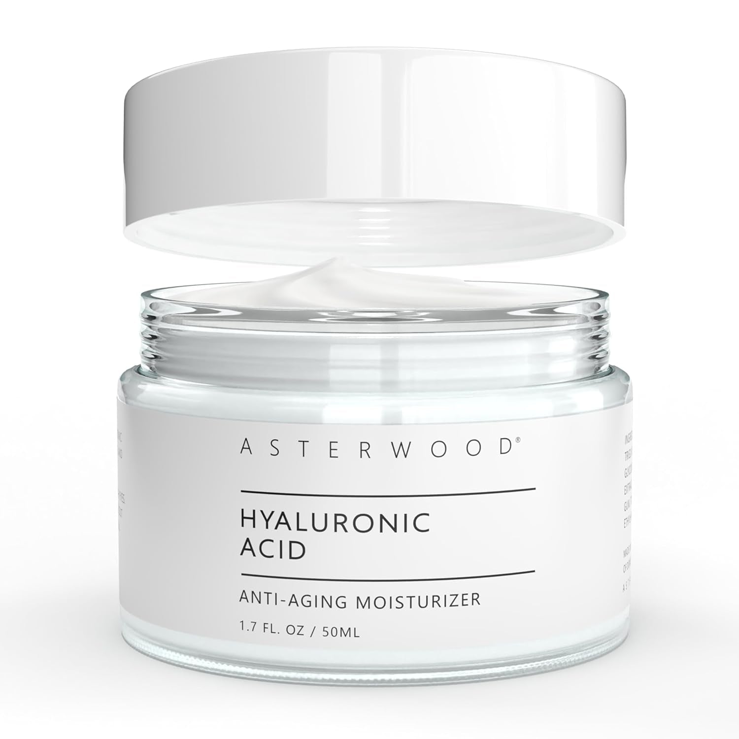 Asterwood Hyaluronic Acid Moisturizer - Anti-Aging, Wrinkle Reducing, Moisturizing, Hydrating - Fragrance-Free, Non-Comedogenic - 1.7 Fl Oz