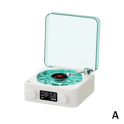 Vinyl Player Bluetooth Speaker with White Noise Retro Turntable Speaker Sleep Aid Vitrola Shaped Speaker with RGB Light